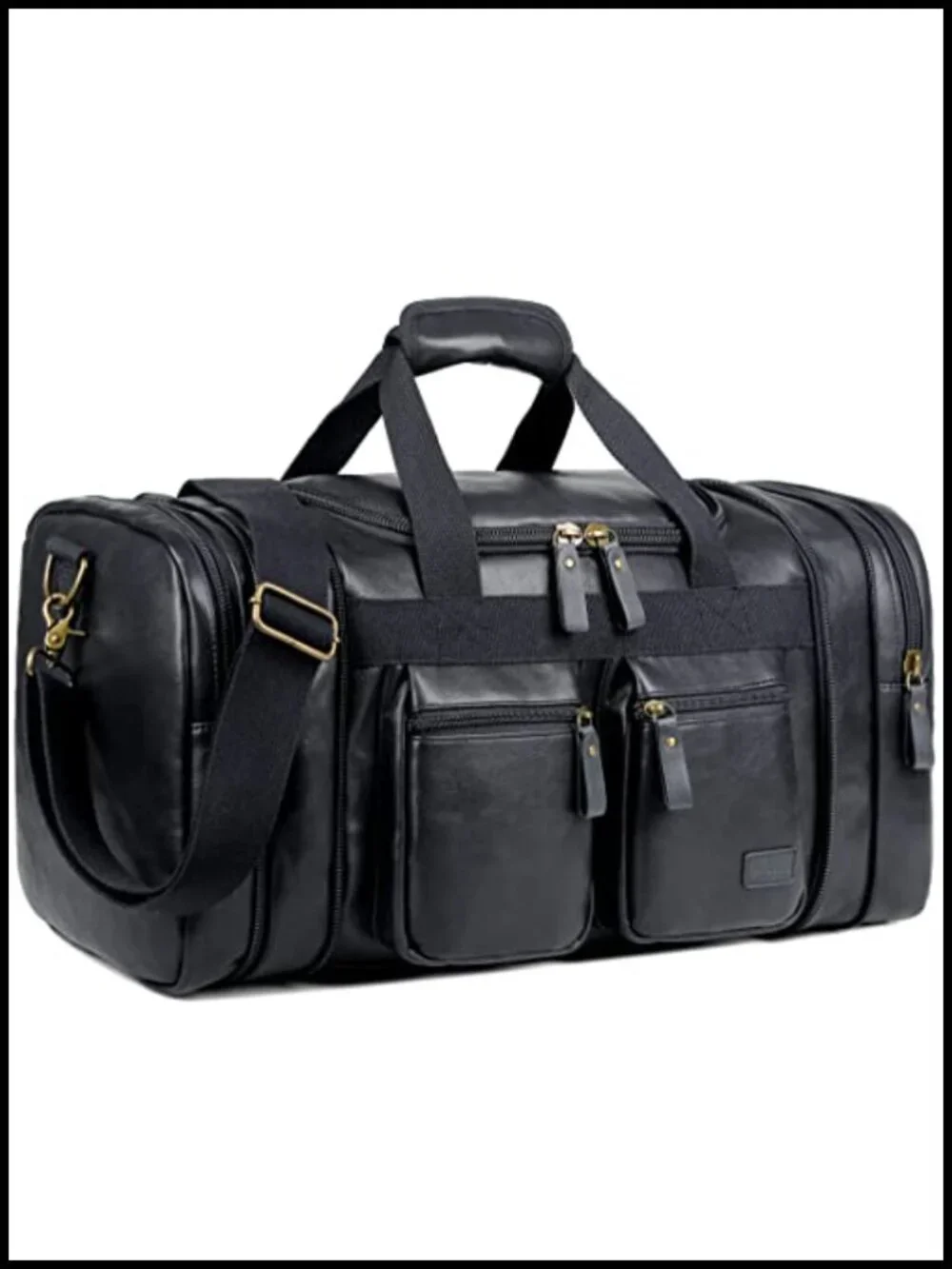 Vegan Faux Leather Travel Duffel Weekender Carry On Luggage Bag with Shoe